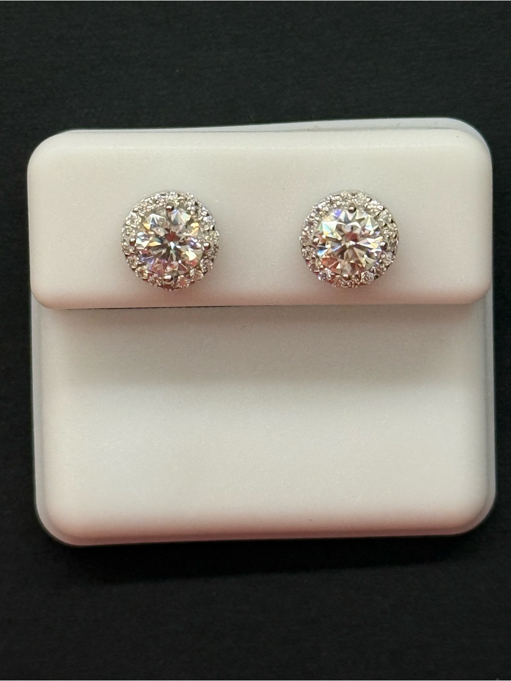 Classic Halo Moissanite Stud Earrings - 1.42 CTW VVSD color